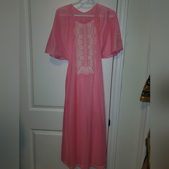 Other - Vintage Chiffon Bright Pink Nightgown